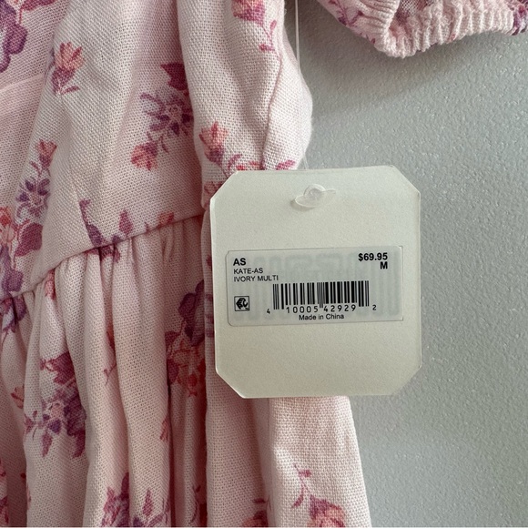 NEW Altard State Kate Puff Sleeve Cottagecore Babydoll Pink Mini Dress - Picture 5 of 6